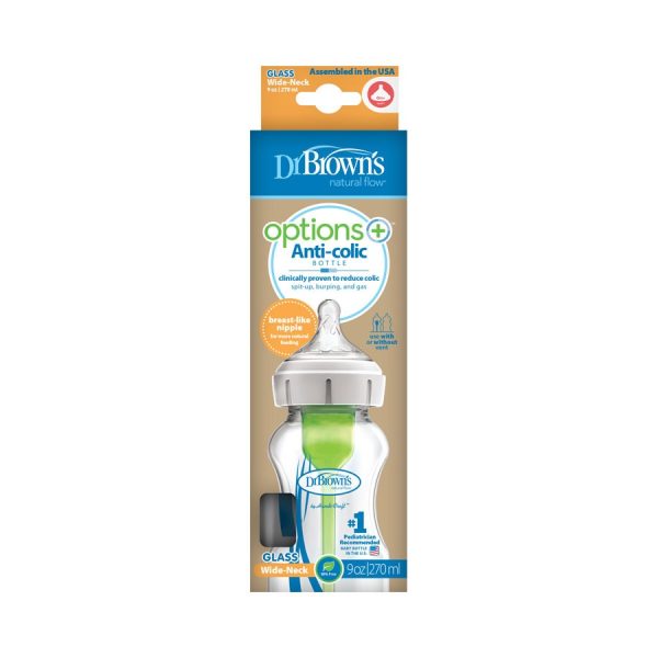 Dr. Brown’s Natural Flow® Anti-Colic Options+™ Wide-Neck Glass Baby Bottle on Sale