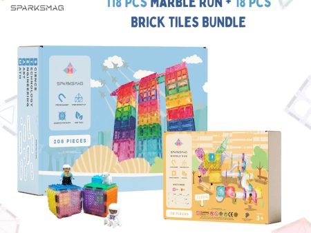 [Bundle] SparksMag Magnetic Tiles & Marble Run & Brick Tiles Mega Bundle Sale