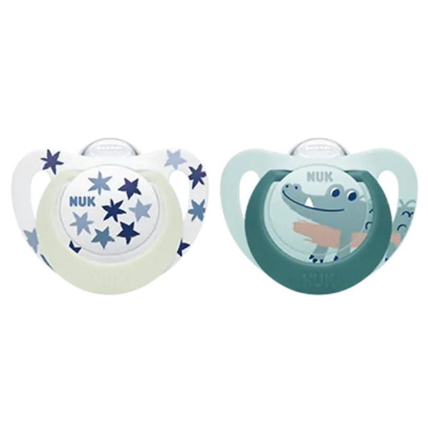 NUK Star Day & Night Silicone Soother (Assorted Designs) Online now