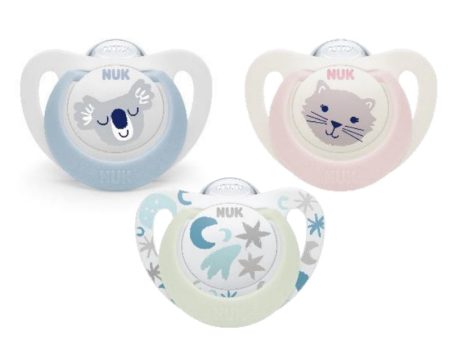 NUK Star Day & Night Silicone Soother (Assorted Designs) Online now