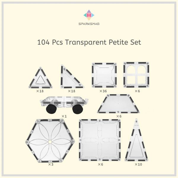 SparksMag Transparent 104 Pcs Petite Magnetic Tiles Set Online Sale