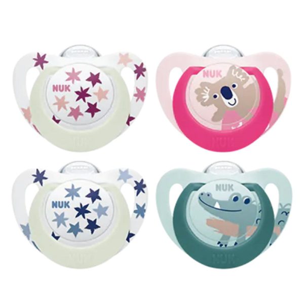 NUK Star Day & Night Silicone Soother (Assorted Designs) Online now