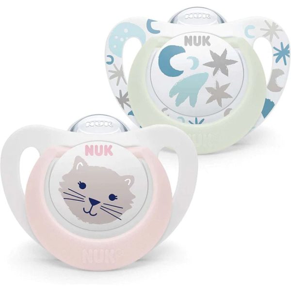 NUK Star Day & Night Silicone Soother (Assorted Designs) Online now