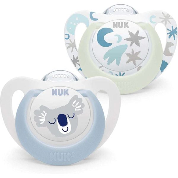 NUK Star Day & Night Silicone Soother (Assorted Designs) Online now