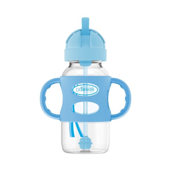 Dr. Brown’s 270ml Wide-Neck Sippy Straw Bottle w Silicone Handle (Assorted Designs) Supply