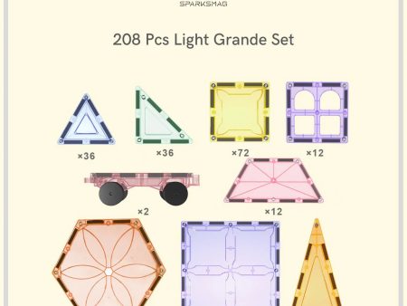 SparksMag Light 208 Pcs Grande Magnetic Tiles Set For Discount